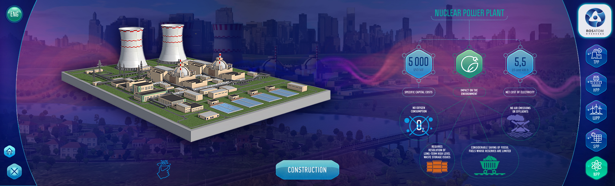 Touchscreen application „3D configurator of energy sources“ for Rosatom Overseas