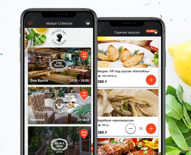 Food order, payment and food delivery in the Madyar Restaurant Chain
