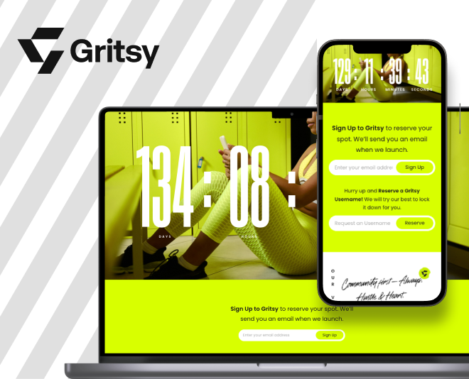 Landing page for the Gritsy mobile app