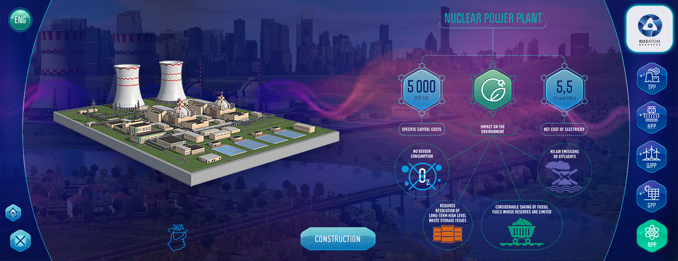Touchscreen application „3D configurator of energy sources“ for Rosatom Overseas